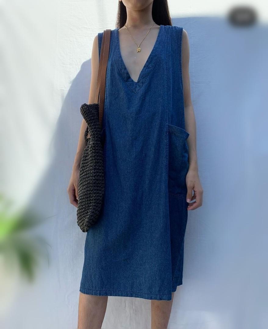 🐋 Denim jumper dress, Women's Fashion 