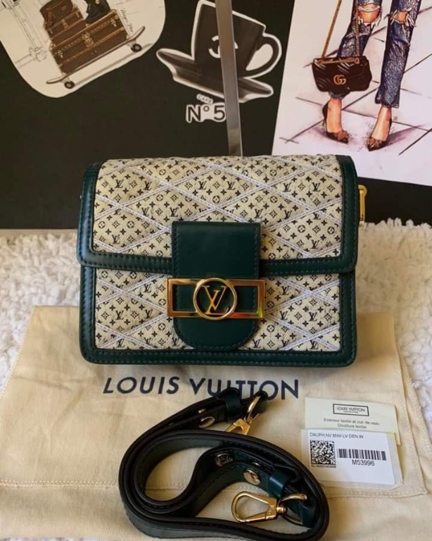 Louis Vuitton Dauphine Shoulder Bag Malletage Monogram Denim Mini Green  186434223