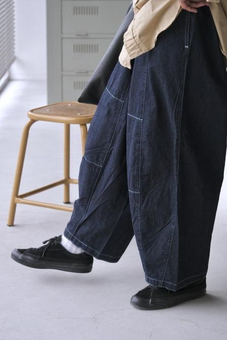 (二手) NEEDLES / H.D PANTS 6OZ DENIM XS號 寬版 白車線 燈籠褲