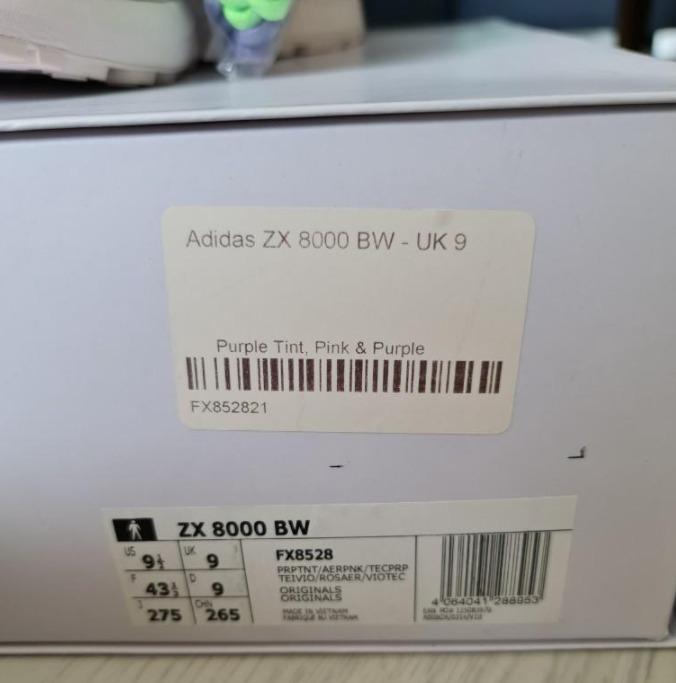 Adidas deadhype A-ZX ZX 8000BW limited UK9 purple tint pink