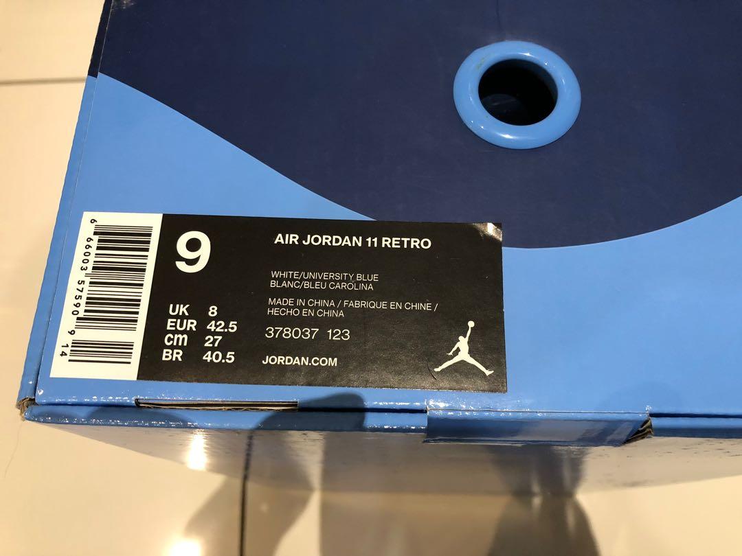 Jordan 11 on sale bleu et blanc
