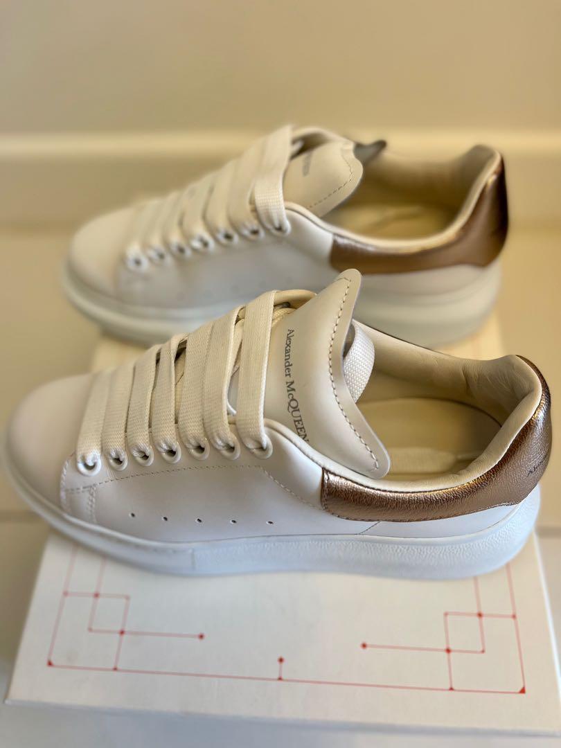 Alexander mcqueen white & rose gold oversized sneakers sale