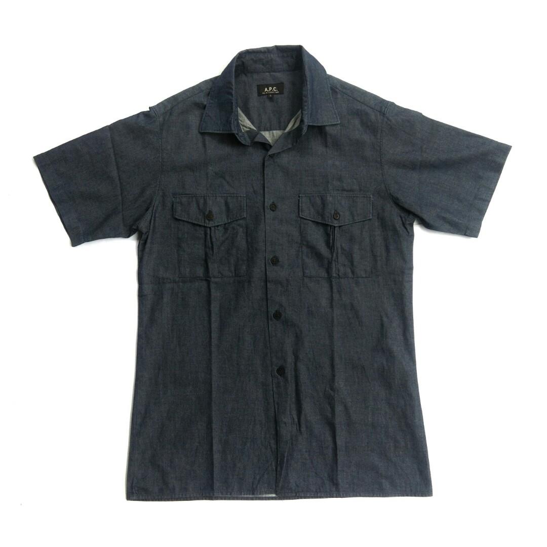 APC denim shirt, Fesyen Pria, Pakaian 