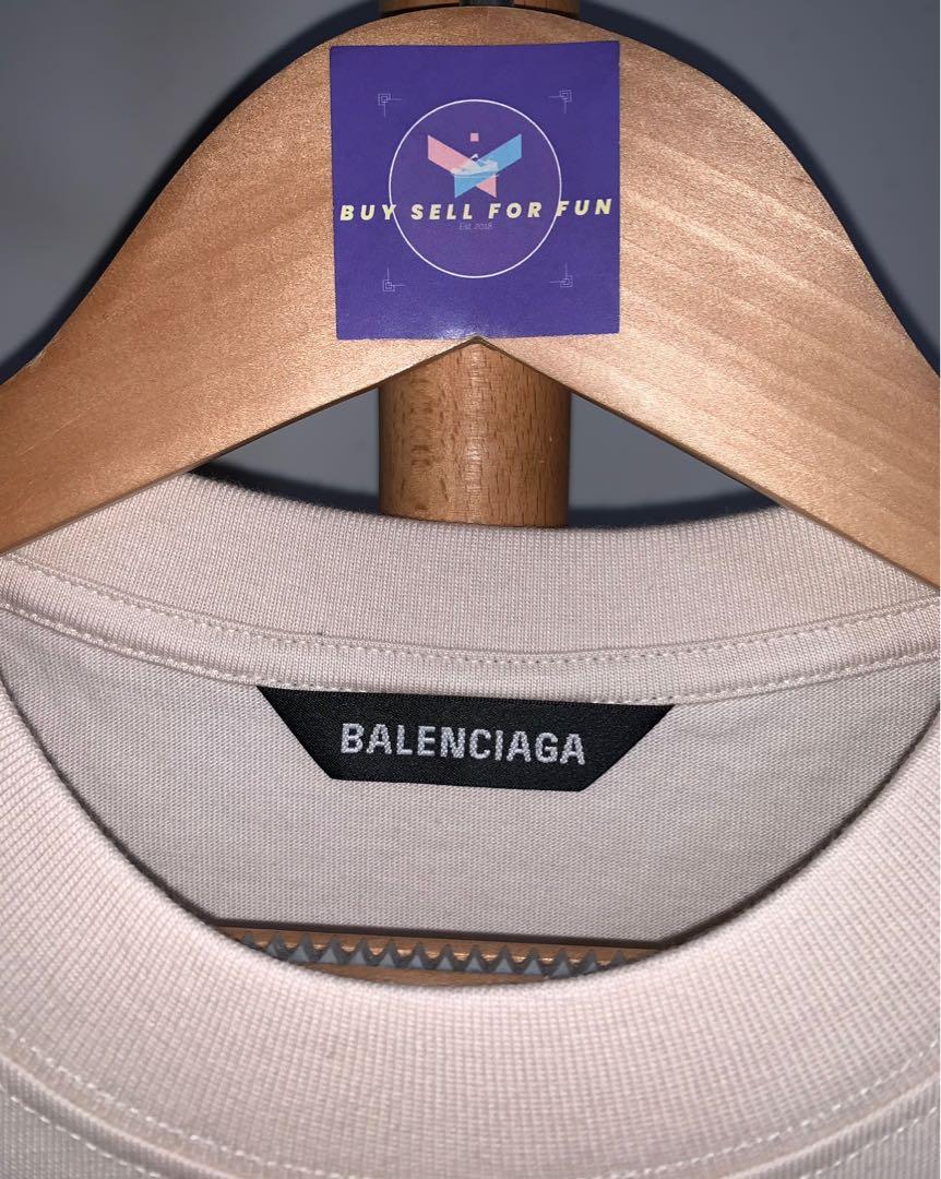 BALENCIAGA Logo T-shirt Mens Size XL Ivory Used
