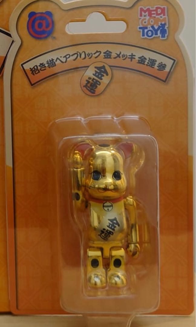 BE@RBRICK 招き猫金運金メッキ参100%, 興趣及遊戲, 玩具& 遊戲