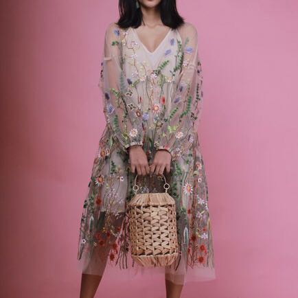 H&m floral deals embroidered dress