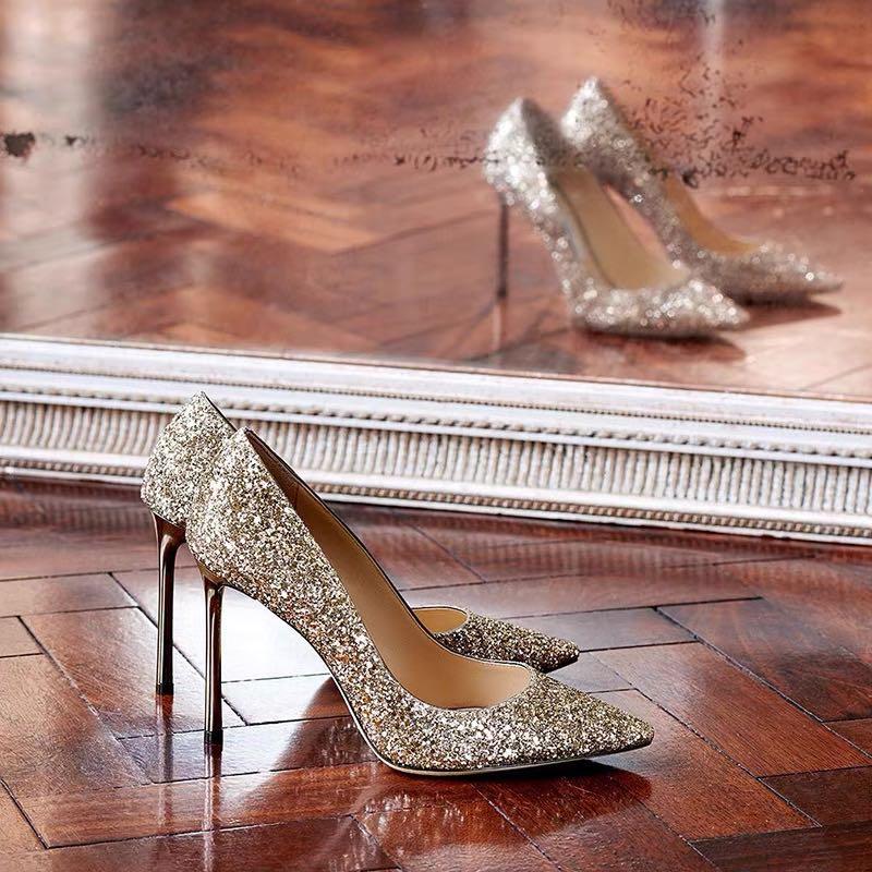 Champagne glitter heels clearance