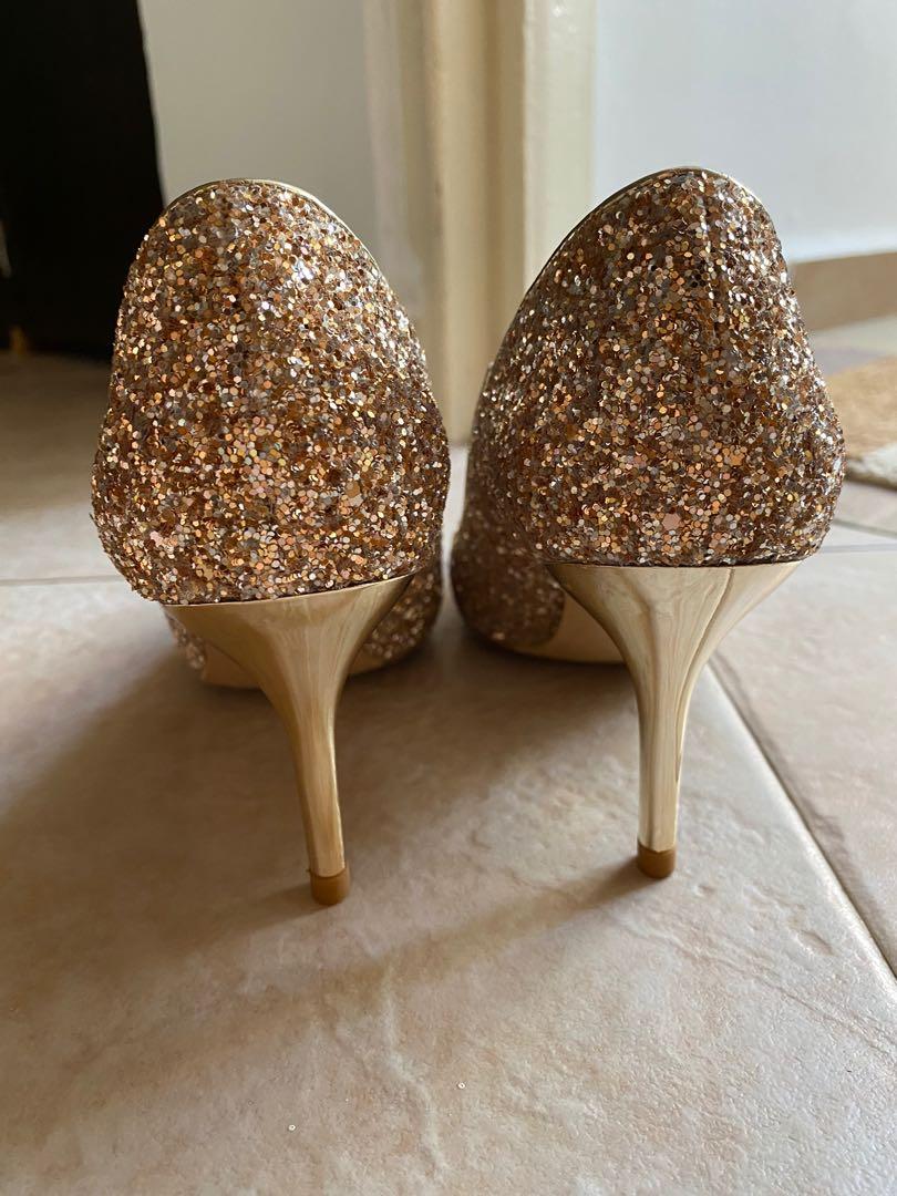 Gold glitter pumps shoes clearance