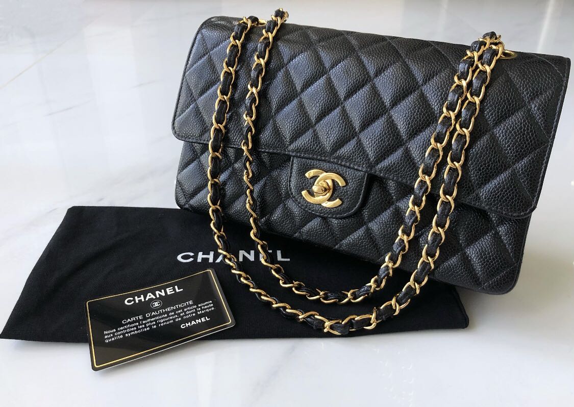 Chanel Classic Medium Double Flap Bag with 24k gold plated