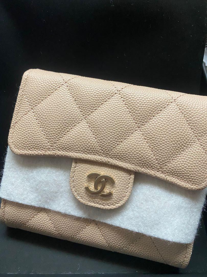 Chanel Trifold Mini Compact Wallet Baby Pink LGHW  Lavergneid