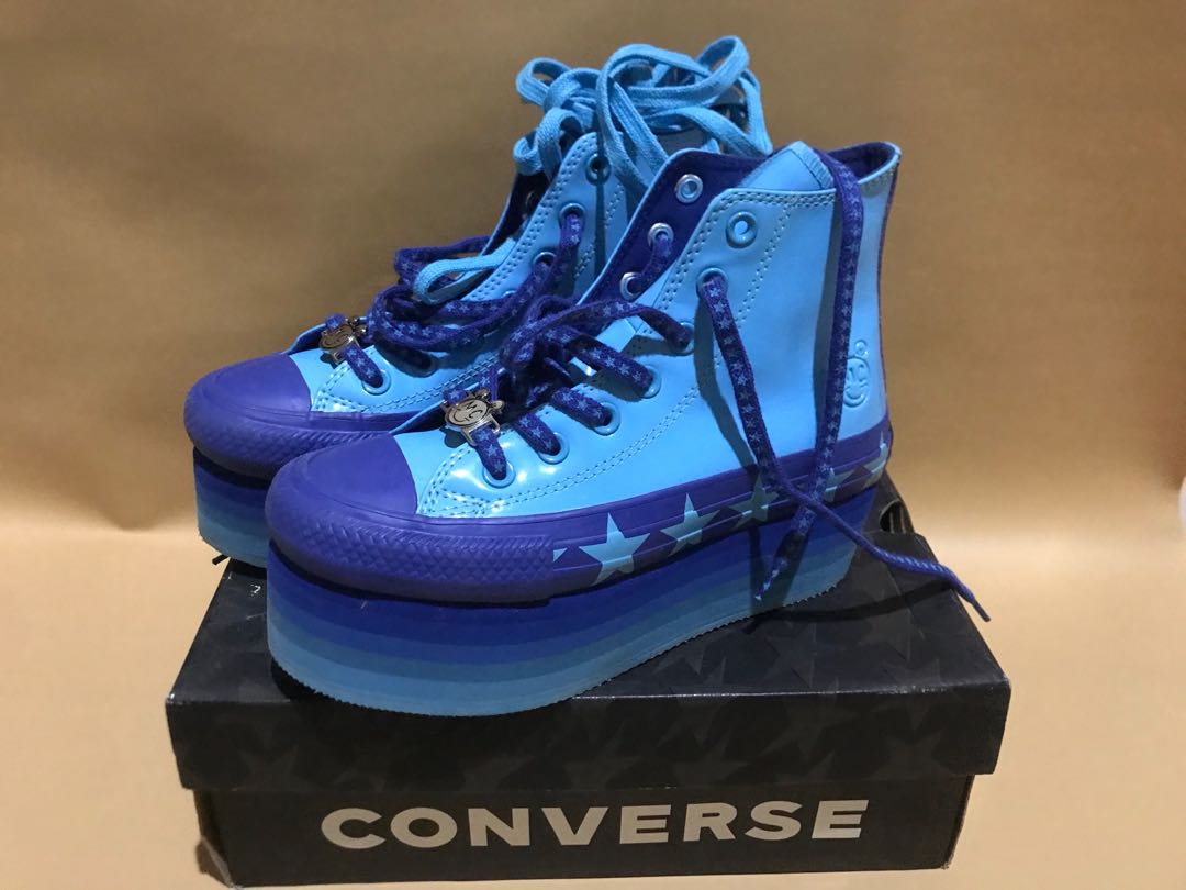 blue platform high top converse