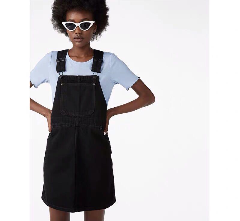 Denim Dungaree Dress, Women's Fashion 