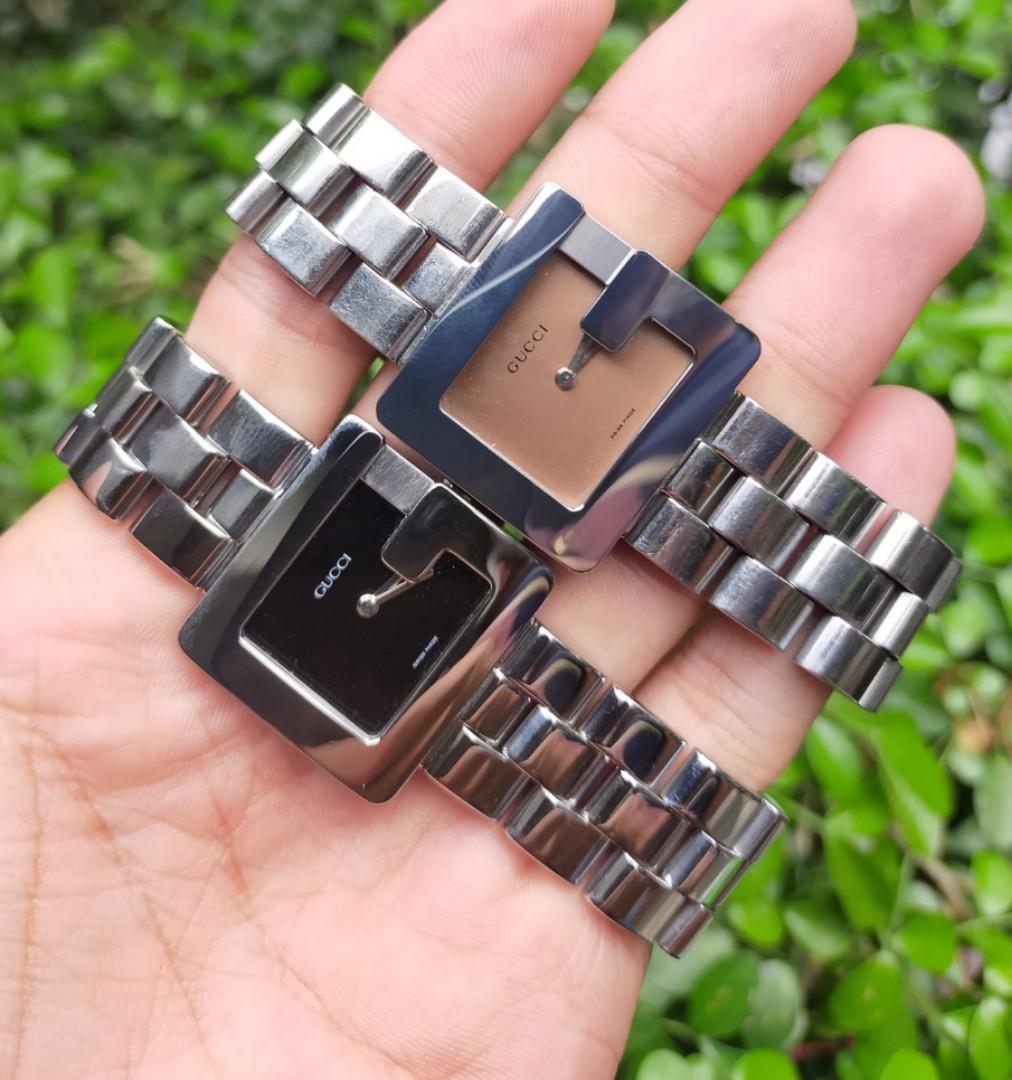 Dua Pics Gucci G Ladies 3600 J Balck dan Salmon Dial Quartz Movement