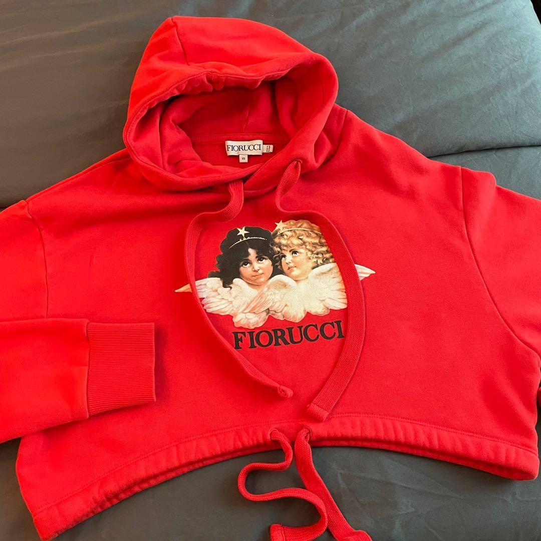 Red crop shop hoodie women's