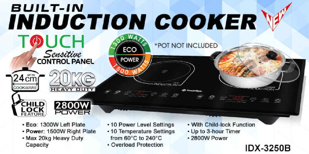 Imarflex IDX3250B Builtin Induction Cooker Twin Plate, TV & Home