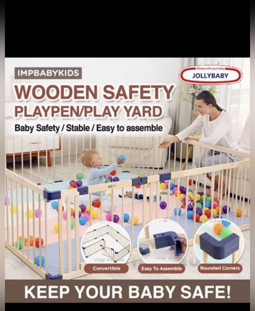 Jolly baby Wooden Playpen, Babies & Kids, Baby Nursery & Kids Furniture