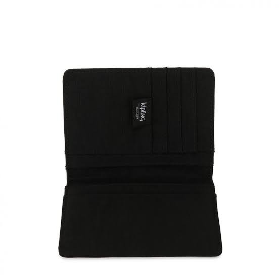 Kipling Passport Holder/Wallet (black/palm tree design), Women's