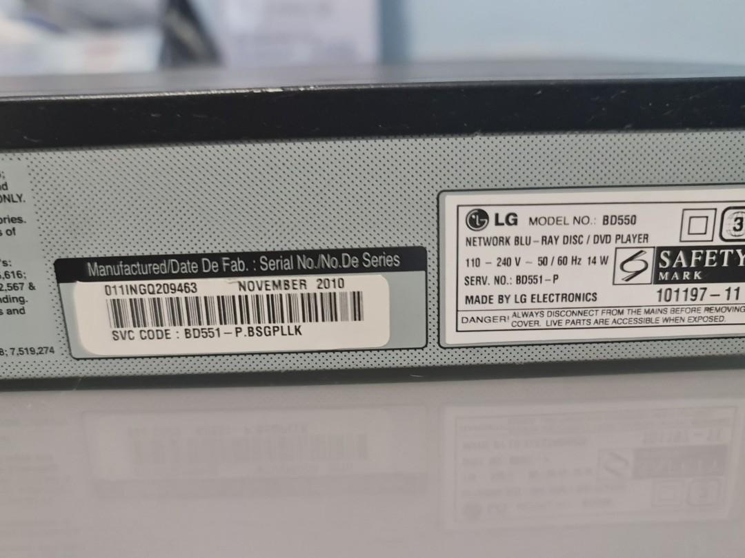 LG BluRay Player BD550, TV & Home Appliances, TV & Entertainment