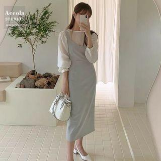 Light Blue Feminine Bodycon Dress