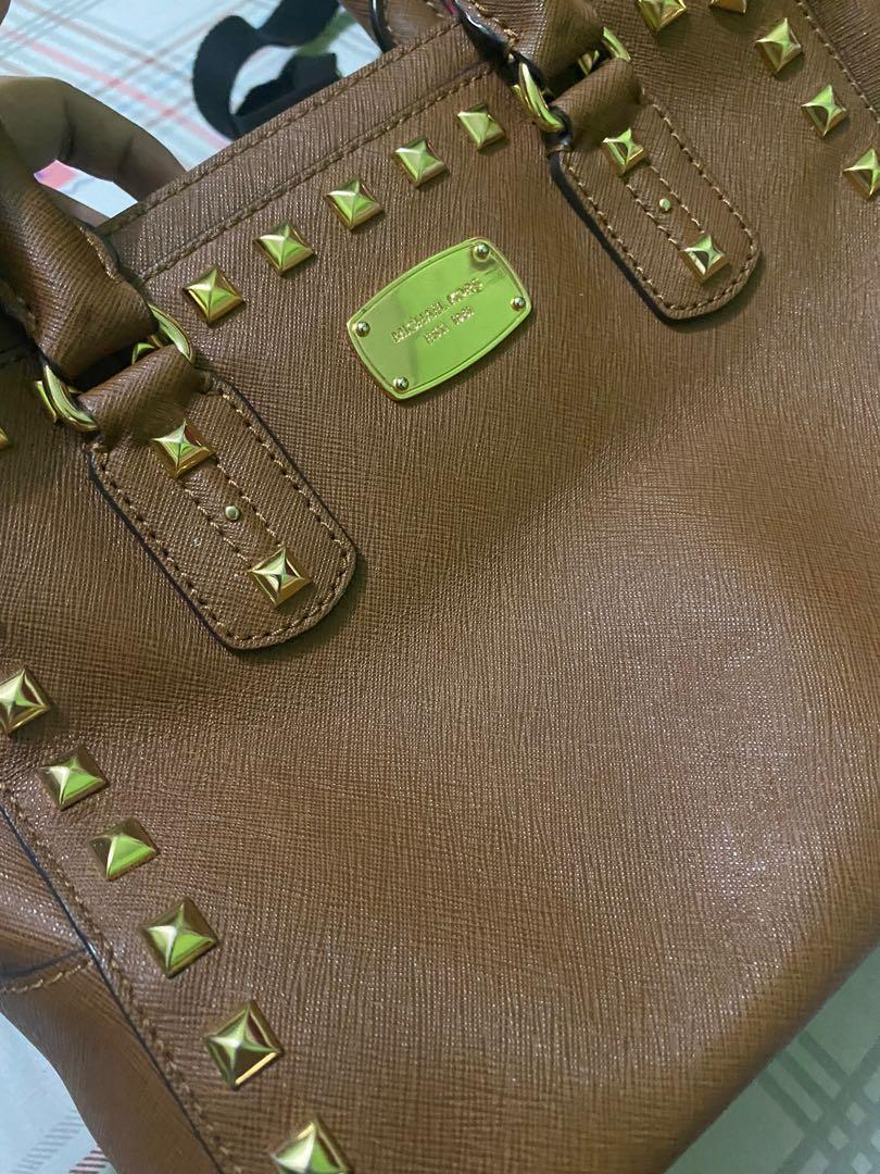 Michael Kors brown studded bag, Luxury, Bags & Wallets on Carousell