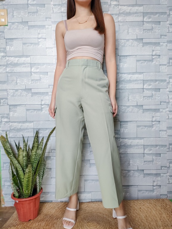 Mint Green Cargo Pants, Women's Fashion, Bottoms, Other Bottoms on