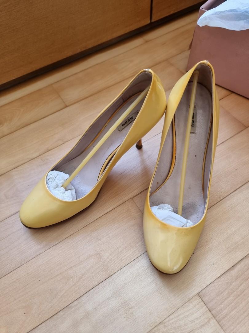 Miumiu yellow heels size 37 Women s Fashion Footwear Heels on