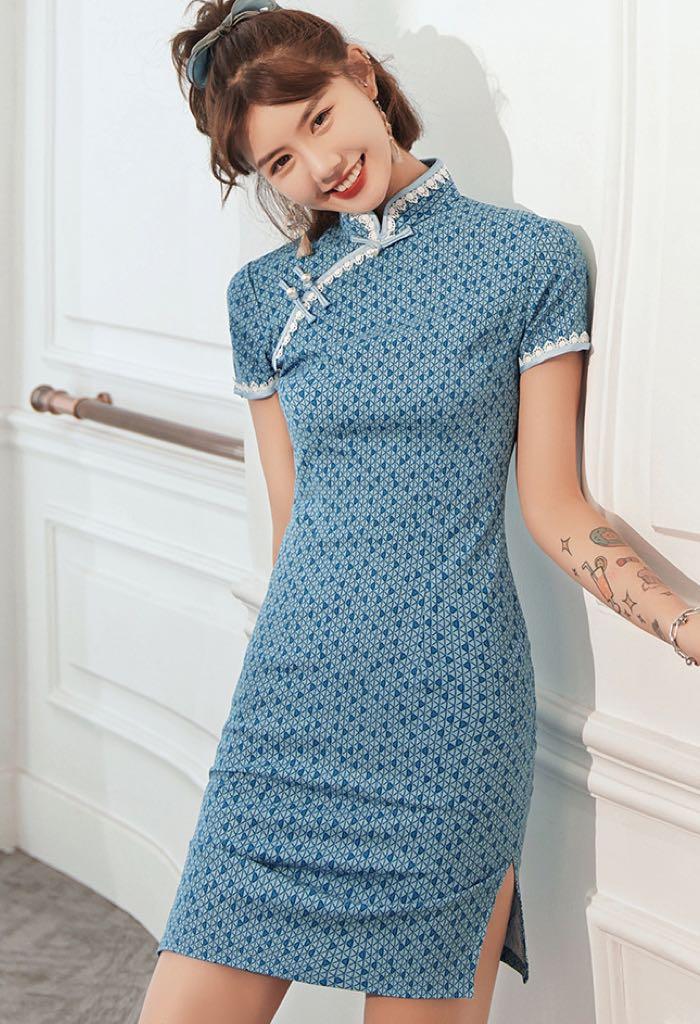 Oriental high neck online dress