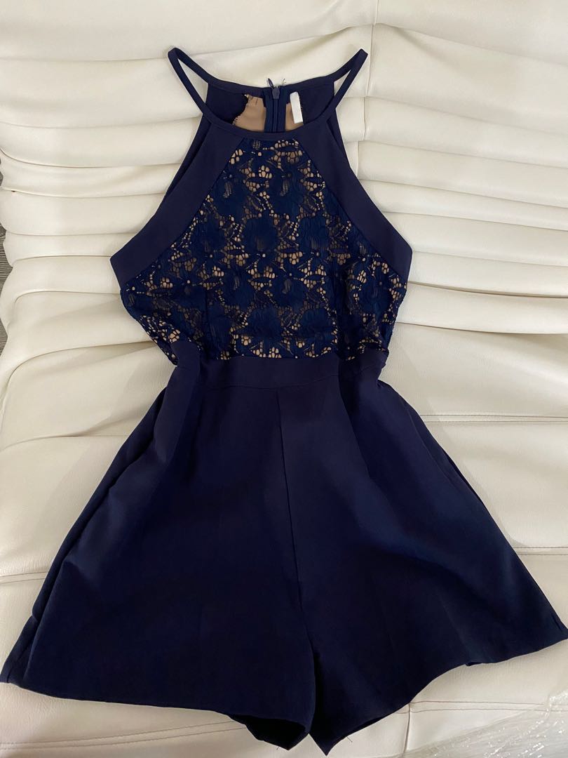 Navy Blue Romper, Women's Fashion 