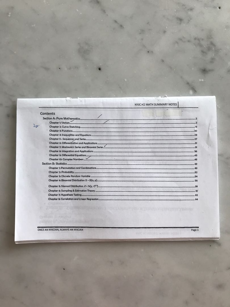 NYJC H2 Math Summary Notes, Hobbies & Toys, Books & Magazines ...