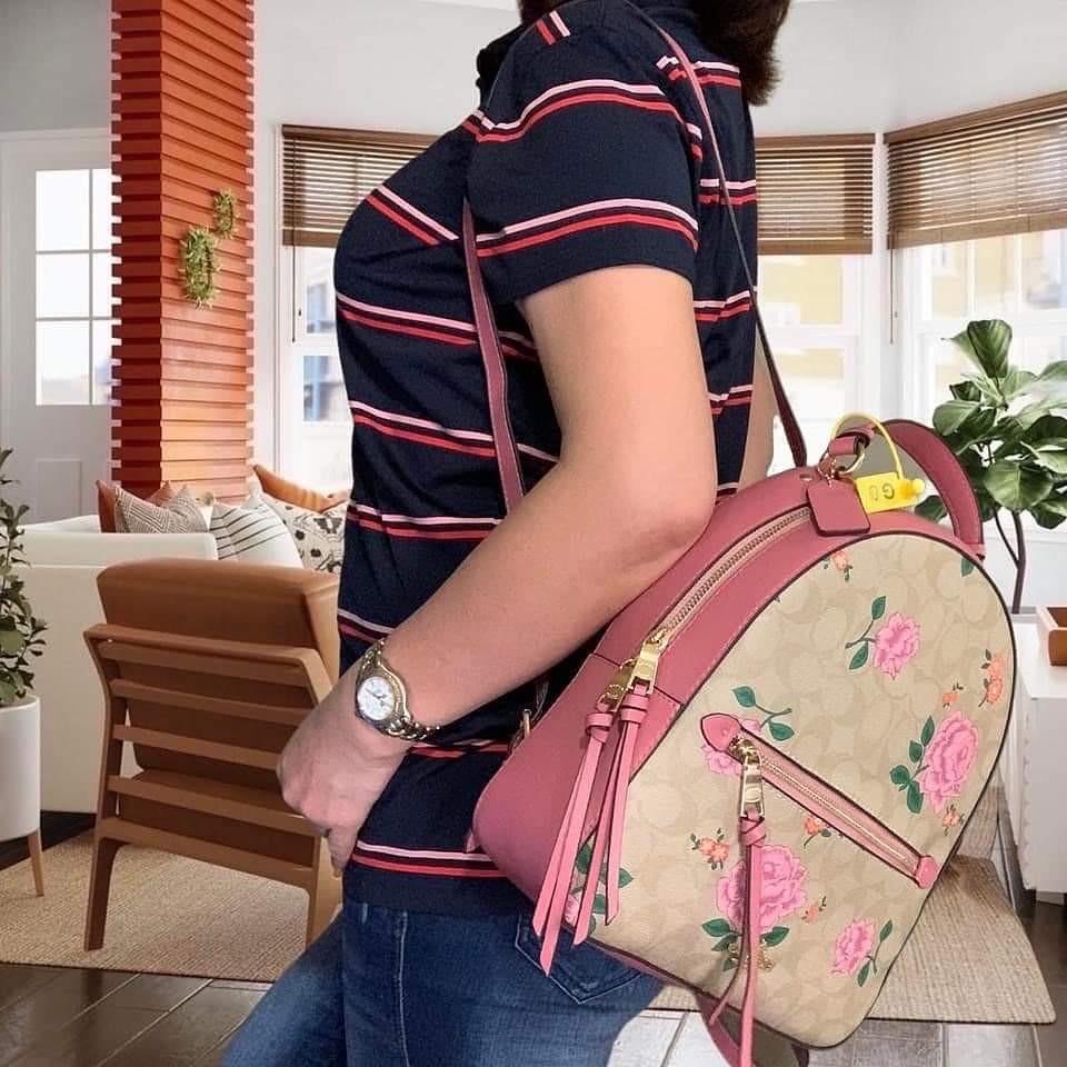 Jordyn backpack in signature canvas with prairie rose print best sale