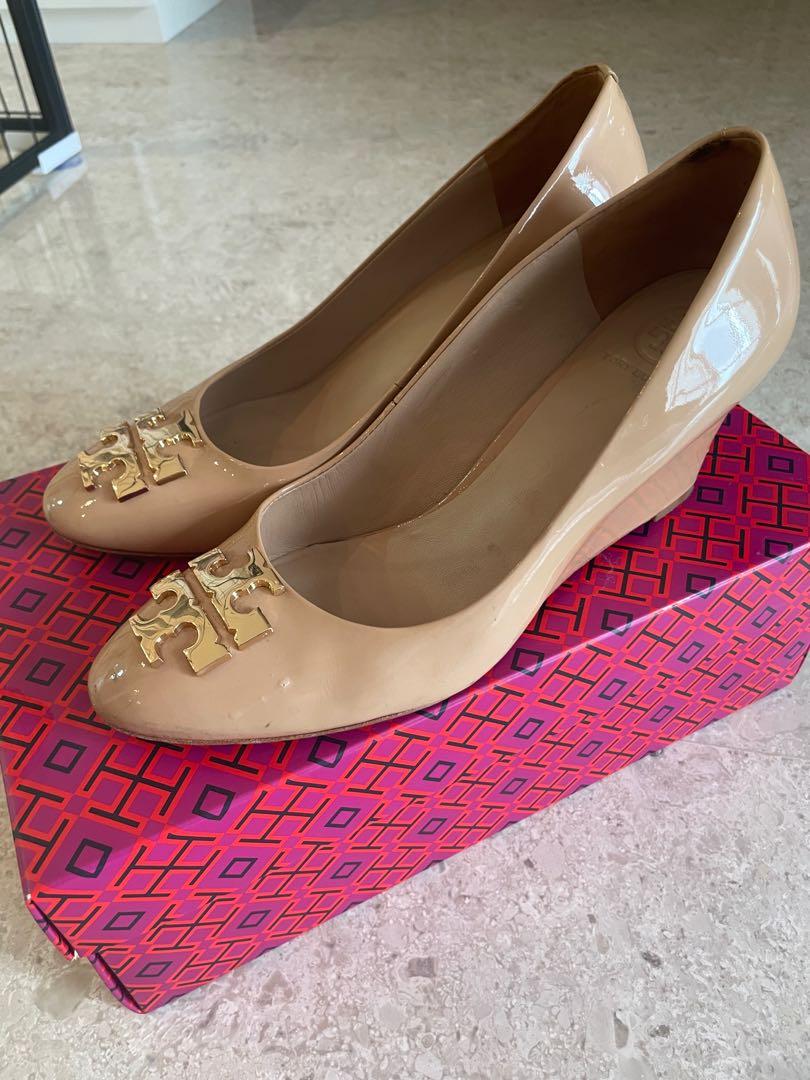 Tory burch nude wedge cheap