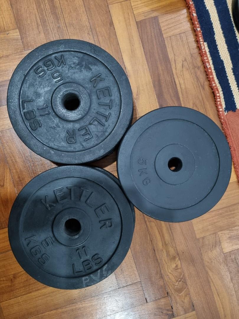 12 x 5kg RUBBER COATED STEEL WEIGHTS, Sports Equipment, Exercise