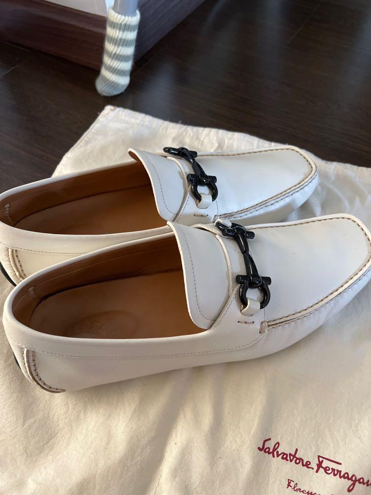 White ferragamo shop mens shoes