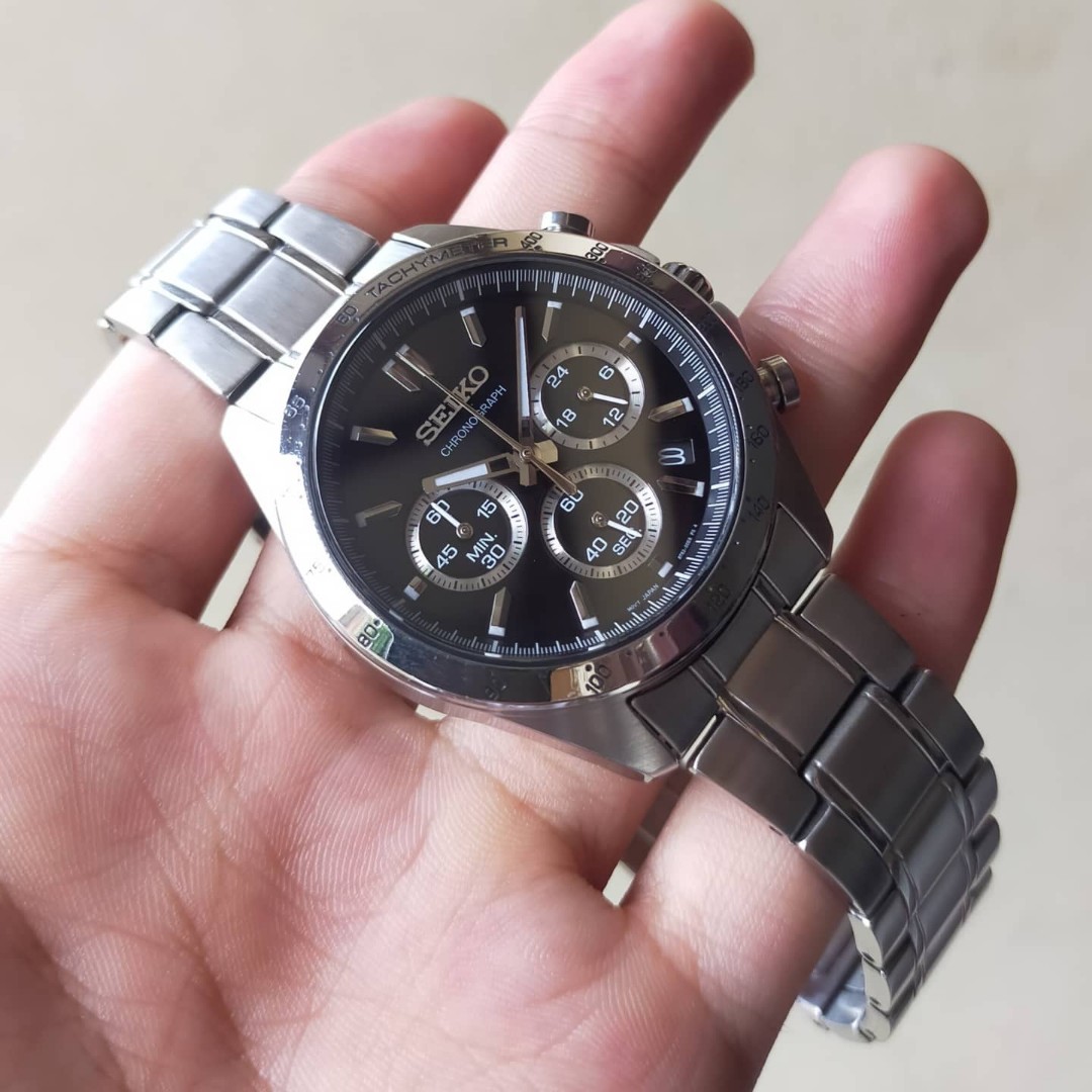 Seiko Chronograph Black Dial 8T63-00D0 Quartz Movement, Fesyen Pria, Jam  Tangan di Carousell