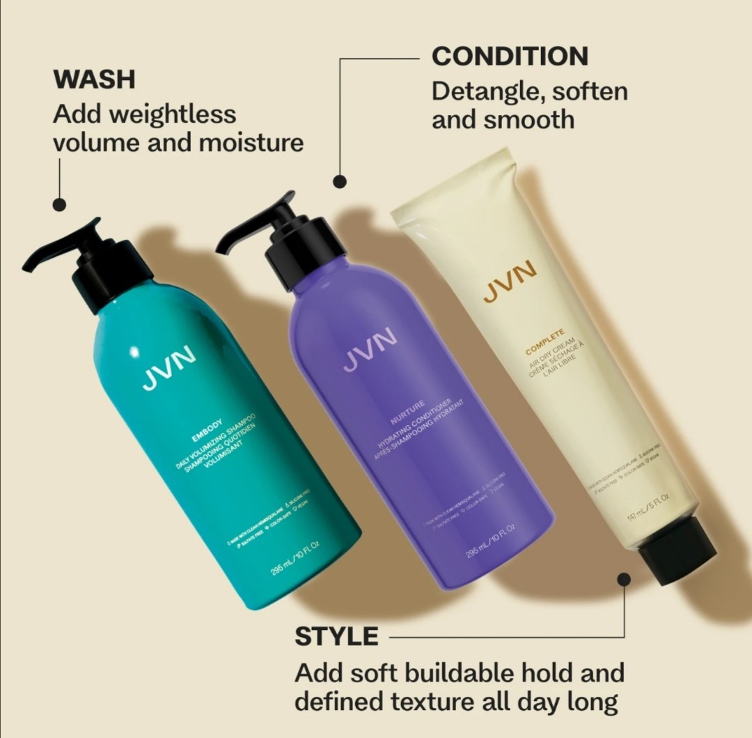 JVN Hair Shampoo + Conditioner + Air Dry Cream, Beauty & Personal Care