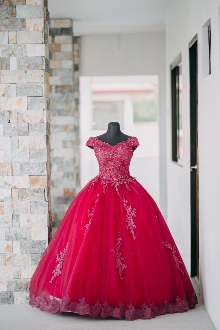 Simple and Elegant Red Debut Gown ...