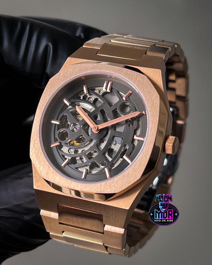 Mens rose gold skeleton watch new arrivals