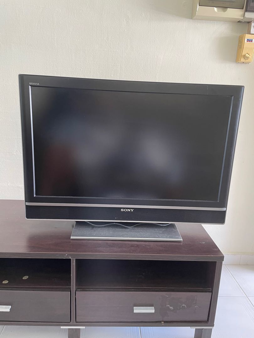 Sony TV + dark wood console, Furniture & Home Living, Furniture, TV