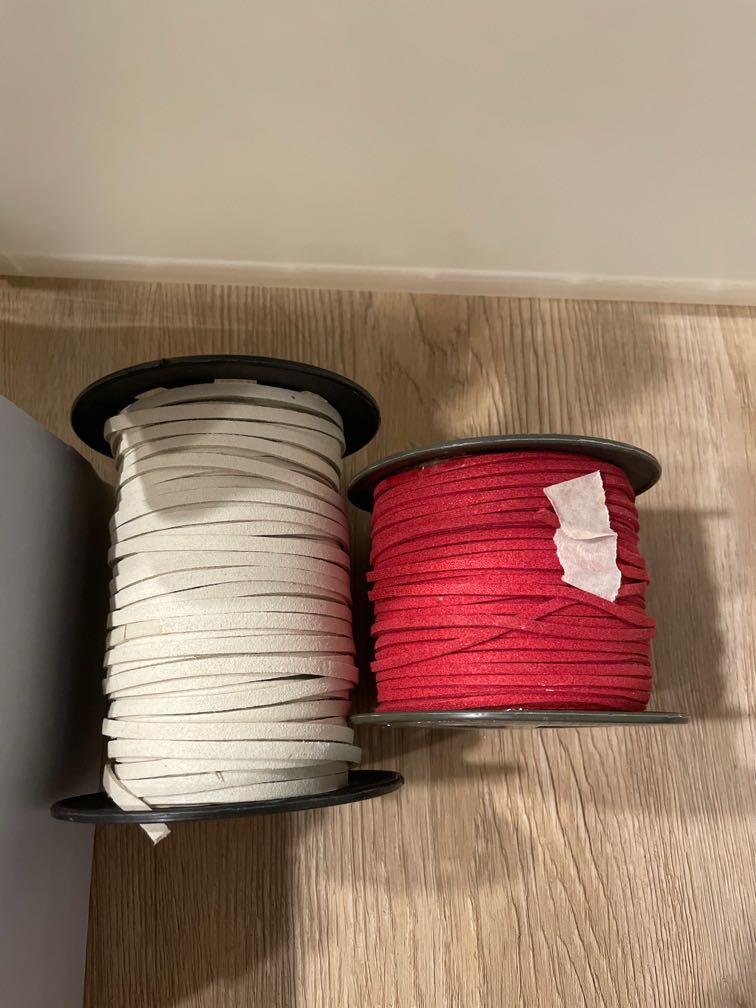 Suede string (Category: Art & Prints) located in Singapore. Submitted by psych0sosigg (Listing ID 1137771445, Image 1). Description: $8 for the beige roll $12 for the red roll (slight metallic sheen).