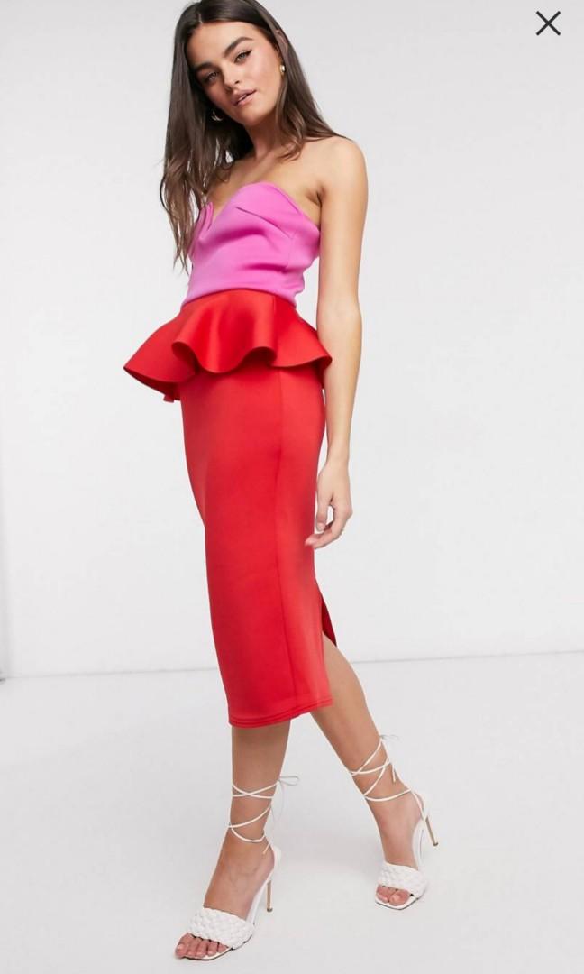 Red peplum midi dress best sale