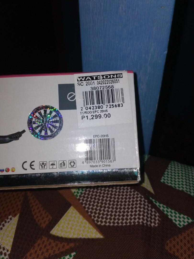 (used once w/ receipt) euroo hair straightener, Women's Fashion