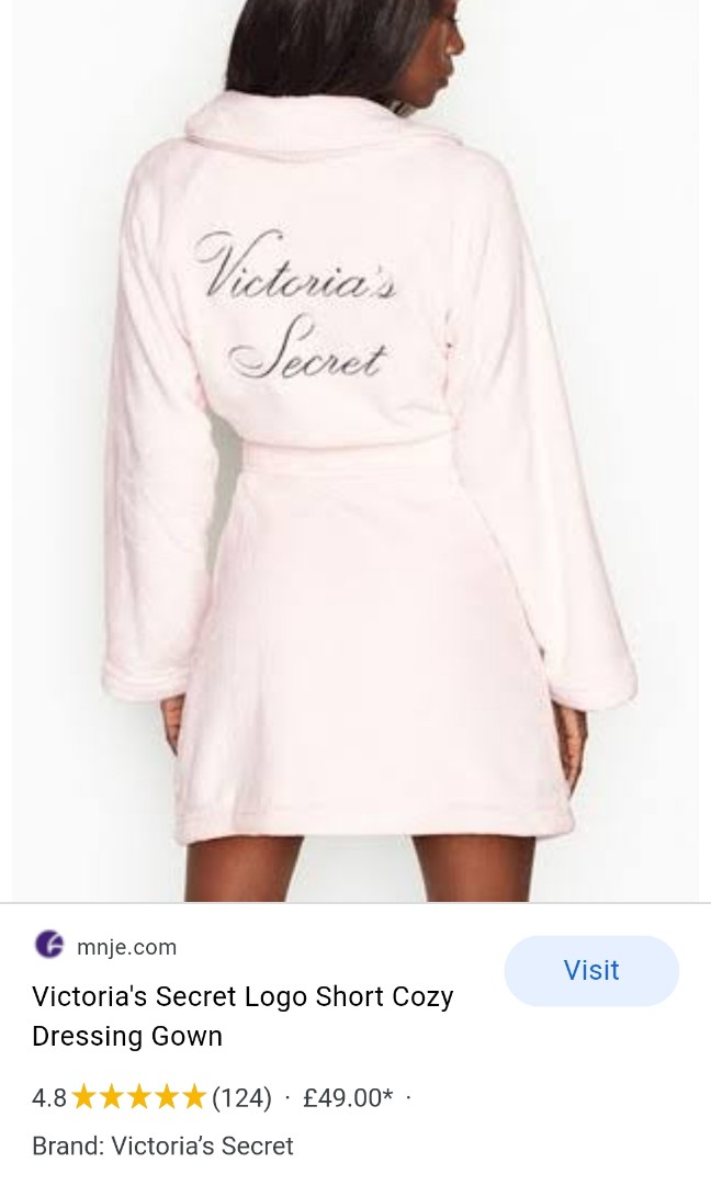 VICTORIA'S SECRET LOGO short COZY ROBE, Women's Fashion, Undergarments ...
