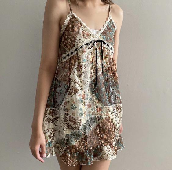 patchwork babydoll dress