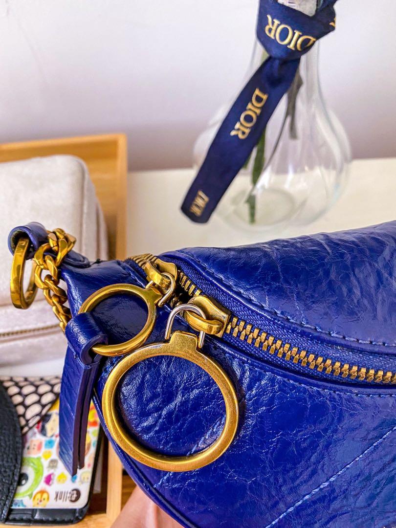 Charles and Keith WrinkledEffect HalfMoon Crossbody Bag Blue, Women