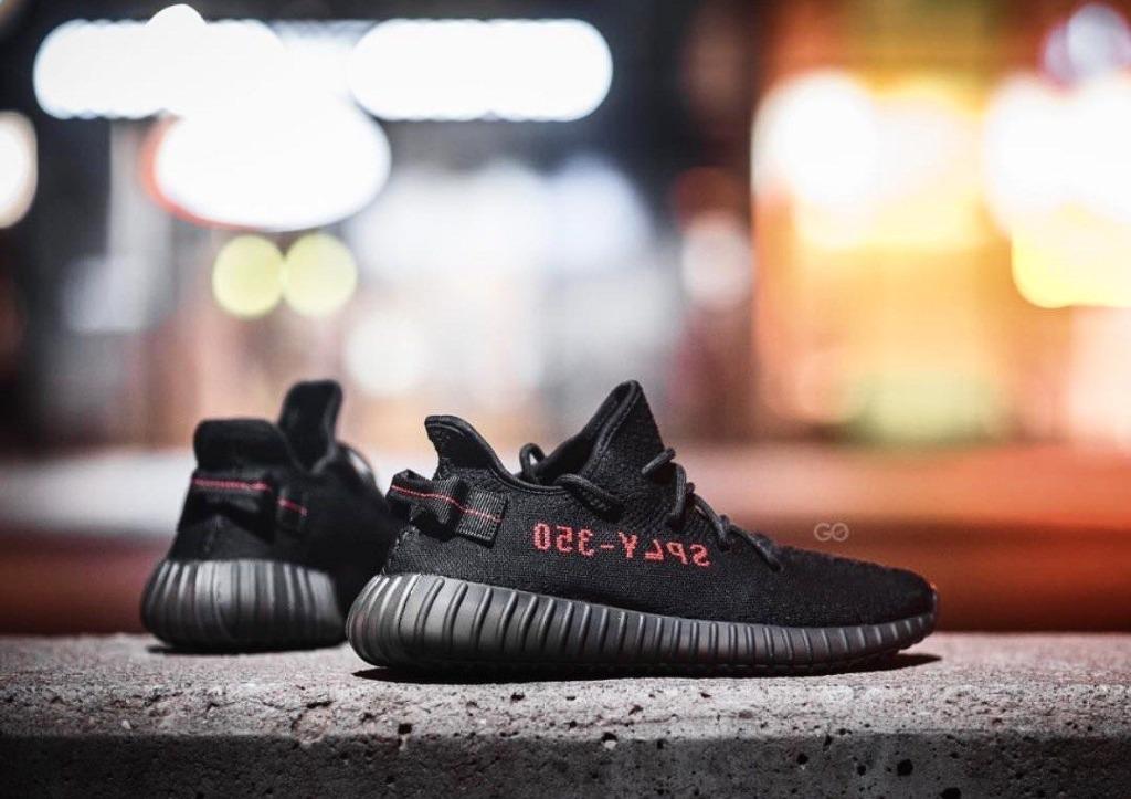 Yeezy Boost 350 V2 Black Red UK 9 US 9.5 Men s Fashion Footwear Sneakers on Carousell