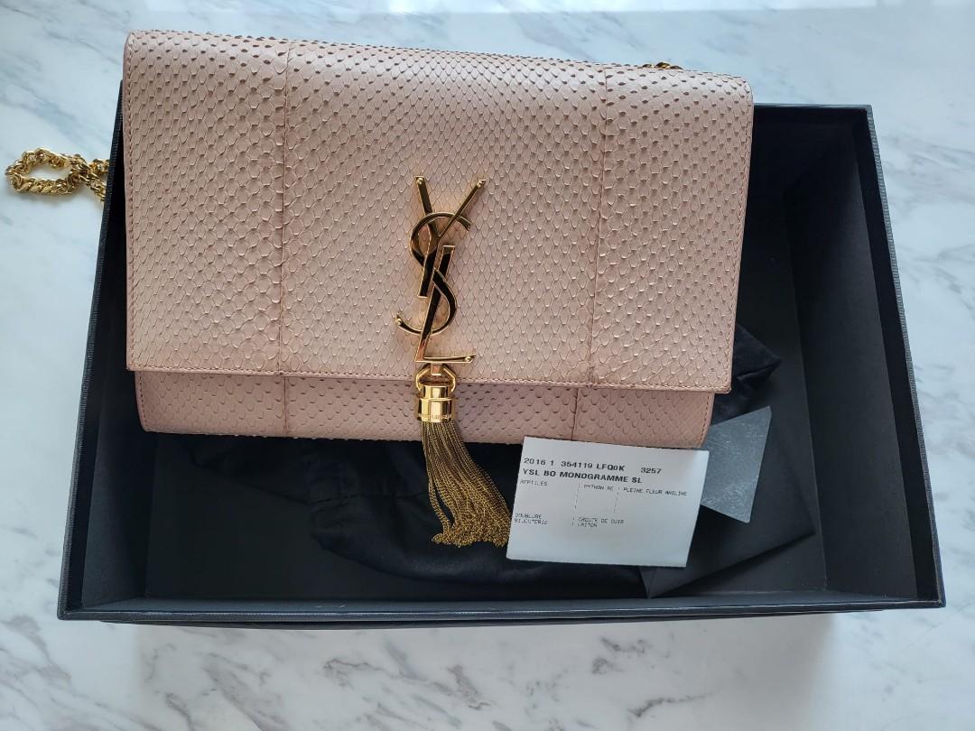 YSL Medium Kate Tassel Python embossed bag