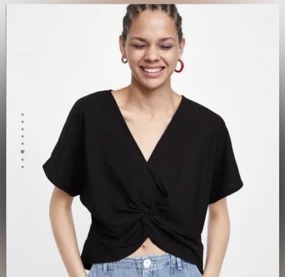 Zara Black Knot Front Top, Women's Fashion, Tops, Blouses on Carousell