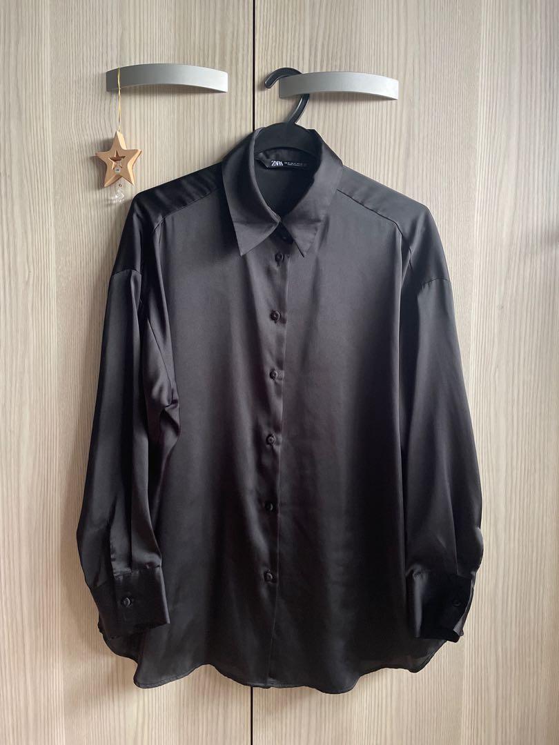 Zara black satin blouse, Women's 
