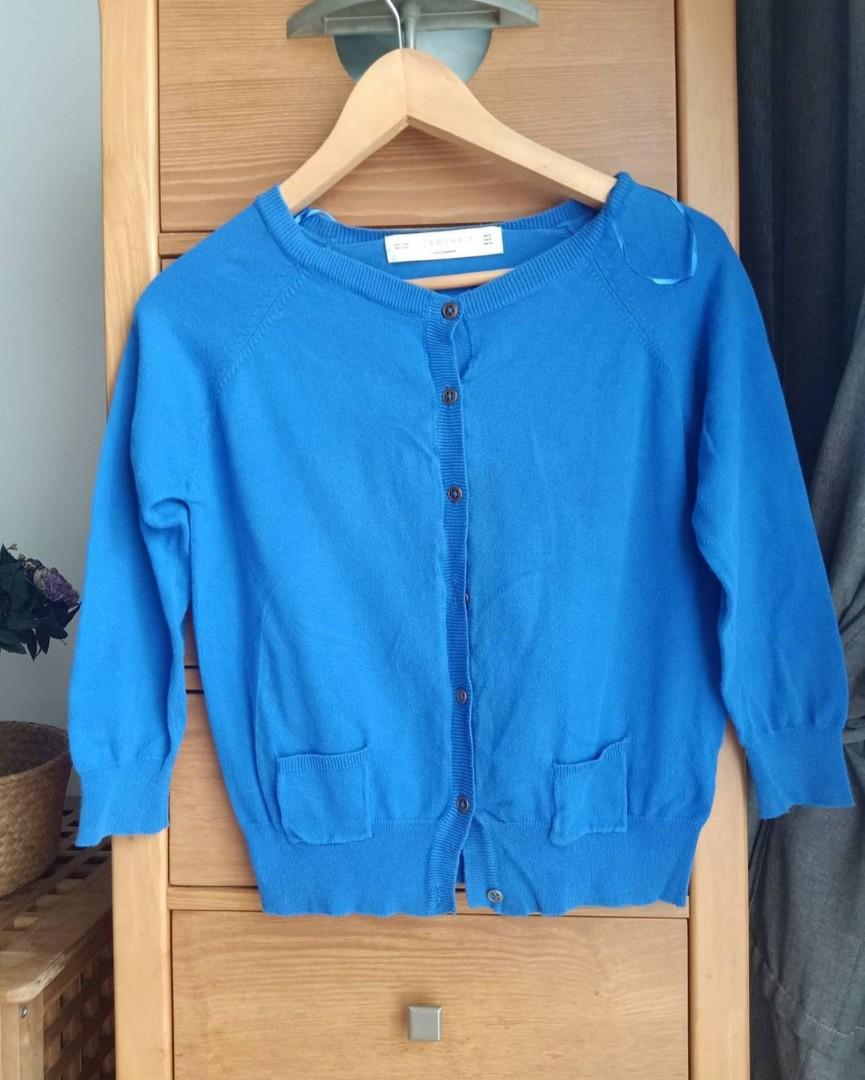 zara cotton cardigan sky blue