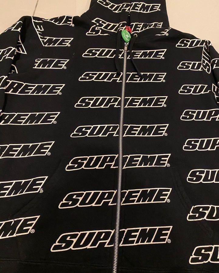 Supreme repeat zip up hooded sweatshirt black clearance